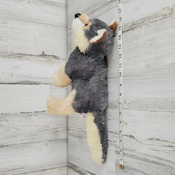 Aurora Wolf Stuffed Animal plush Wily Wolf tan and gray - Picture 7 of 10